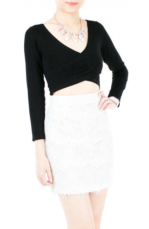 Exquisite Elegant Lace Pencil Skirt - White