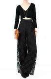 Fall In Love Lace Palazzo Pants - Black