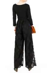 Fall In Love Lace Palazzo Pants - Black