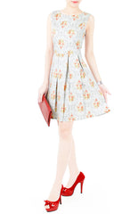 Flourish Ornaments Bouquet Flare Dress - Light gray