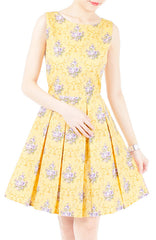 Flourish Ornaments Bouquet Flare Dress - Yellow