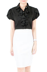 Flutterby Tulip Work Blouse - Black
