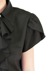 Flutterby Tulip Work Blouse - Black