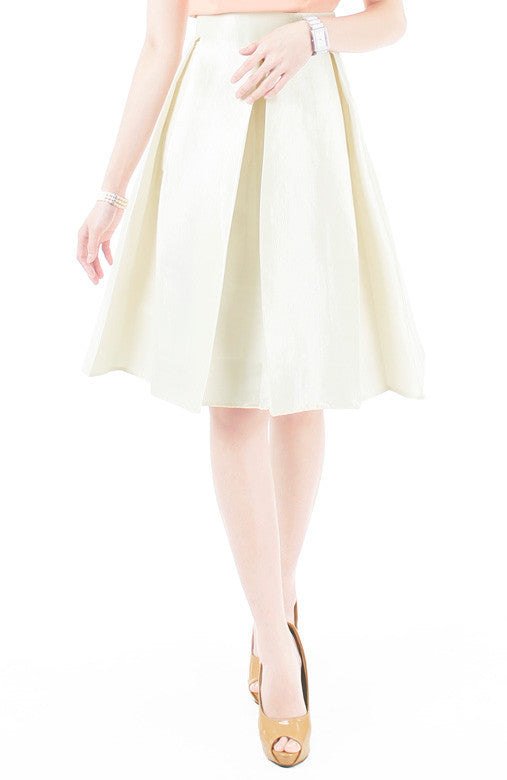 Great Grandeur Satin Skirt - Pearl