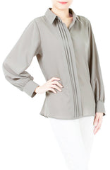 Inspired Endeavors Pintuck Work Blouse - Gray
