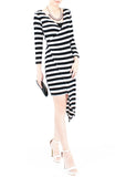 Jetset Asymmetrical Stripe Dress - Black & White
