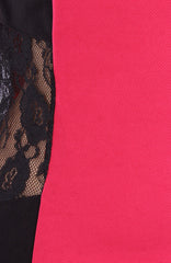 Lace Insert Party Bodycon Dress	- Pink
