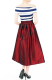 Magnificence Satin Flare Midi Skirt - Ruby Red