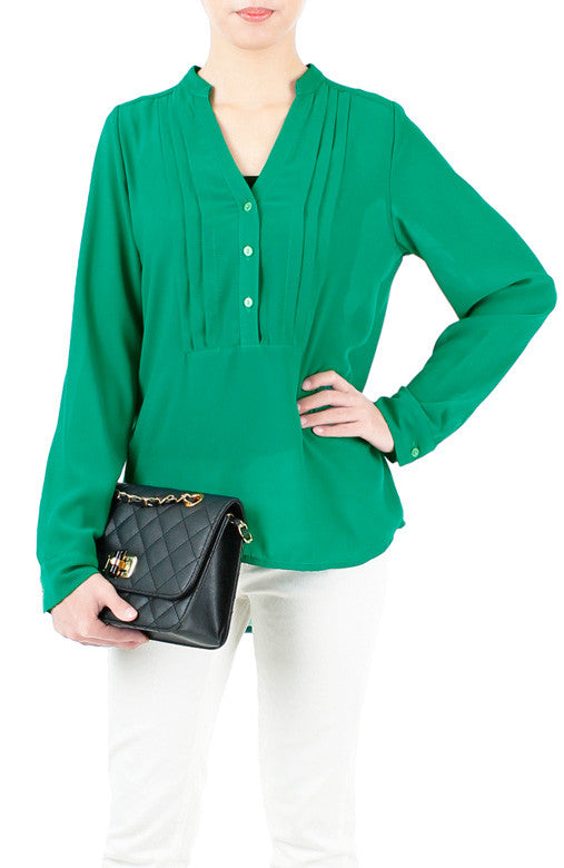 Mind Your Business Button Shirt - Emerald Green