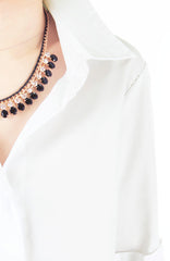 Mind Your Business Cropped Boyfriend Shirt - White