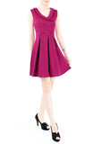 Nautical Horizon Dress With Buttons - Amaranth Red