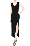 Night Aphrodite Maxi Dress With Cross Back - Black