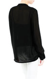 Poised & Polished Long Sleeve Wrap Blouse - Black