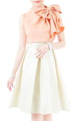 Posh Oversized Bow Blouse - Pastel Peach