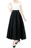 Prestige Satin Flare Maxi Skirt - Noir Black