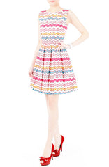 Christmas Chevron Patchwork Flare Dress - White