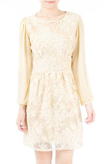 Romantic Escape Floral Lace Dress - Cream
