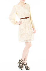 Romantic Escape Floral Lace Dress - Cream