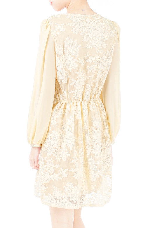 Romantic Escape Floral Lace Dress - Cream