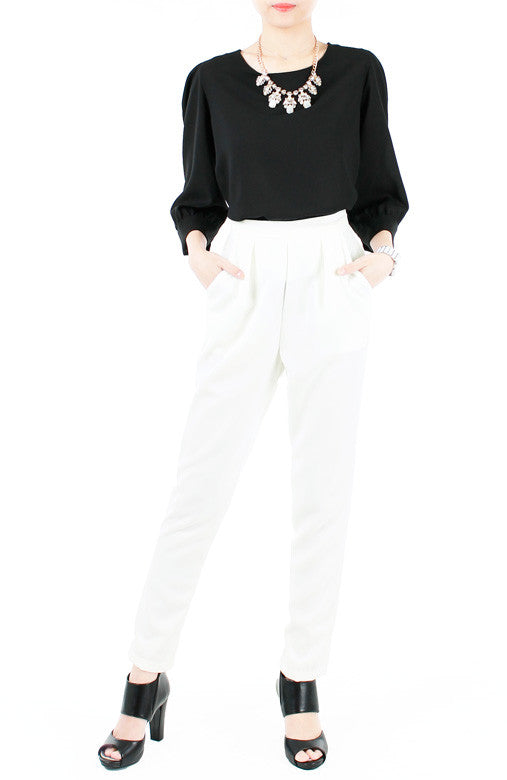 Savvy Business Pleated Trousers - White