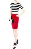 Stripe My Heart Cropped Top With Bow - Black