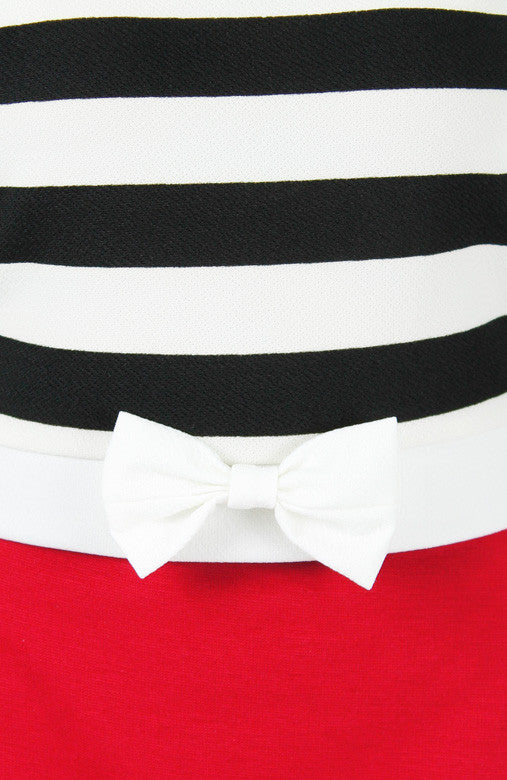 Stripe My Heart Cropped Top With Bow - Black