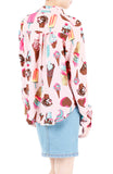 Sundae Funday Long Sleeve Blouse - Strawberry Pink