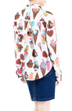 Sundae Funday Long Sleeve Blouse - Vanilla