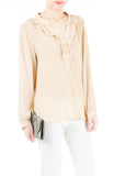 Sweet Crepe Long Sleeve Blouse - Champagne