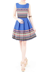 Travelling Vibes Flare Dress - Azure Blue