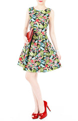 Tropical Island Palm Flare Dress