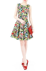 Tropical Island Palm Flare Dress