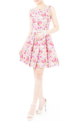 Violet Hydrangeas and Roses Flare Dress