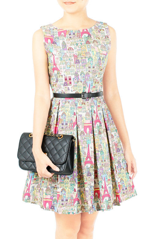 Whimsical Paris Ville Dress - Pink