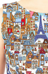 Whimsical Paris Ville Dress - Purple