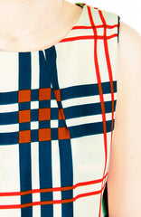 Window Plaid Sleeveless Blouse - Cream