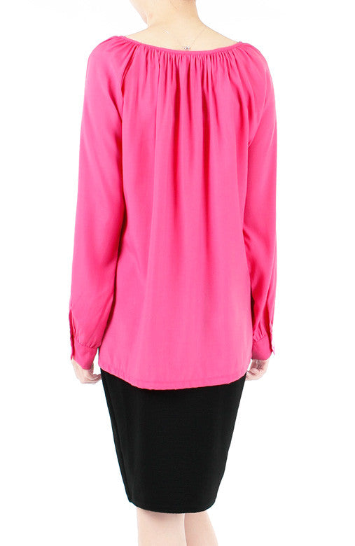 Wonder Ruche Two-Way Long Sleeve Top - Pink