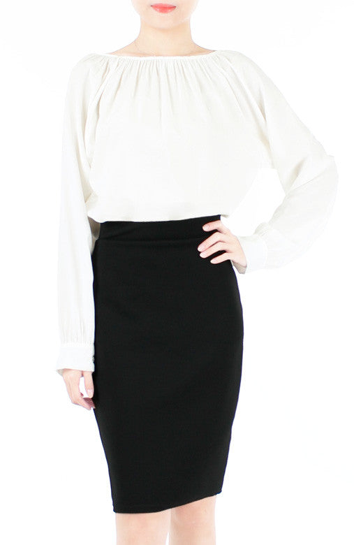 Wonder Ruche Two-Way Long Sleeve Top - White